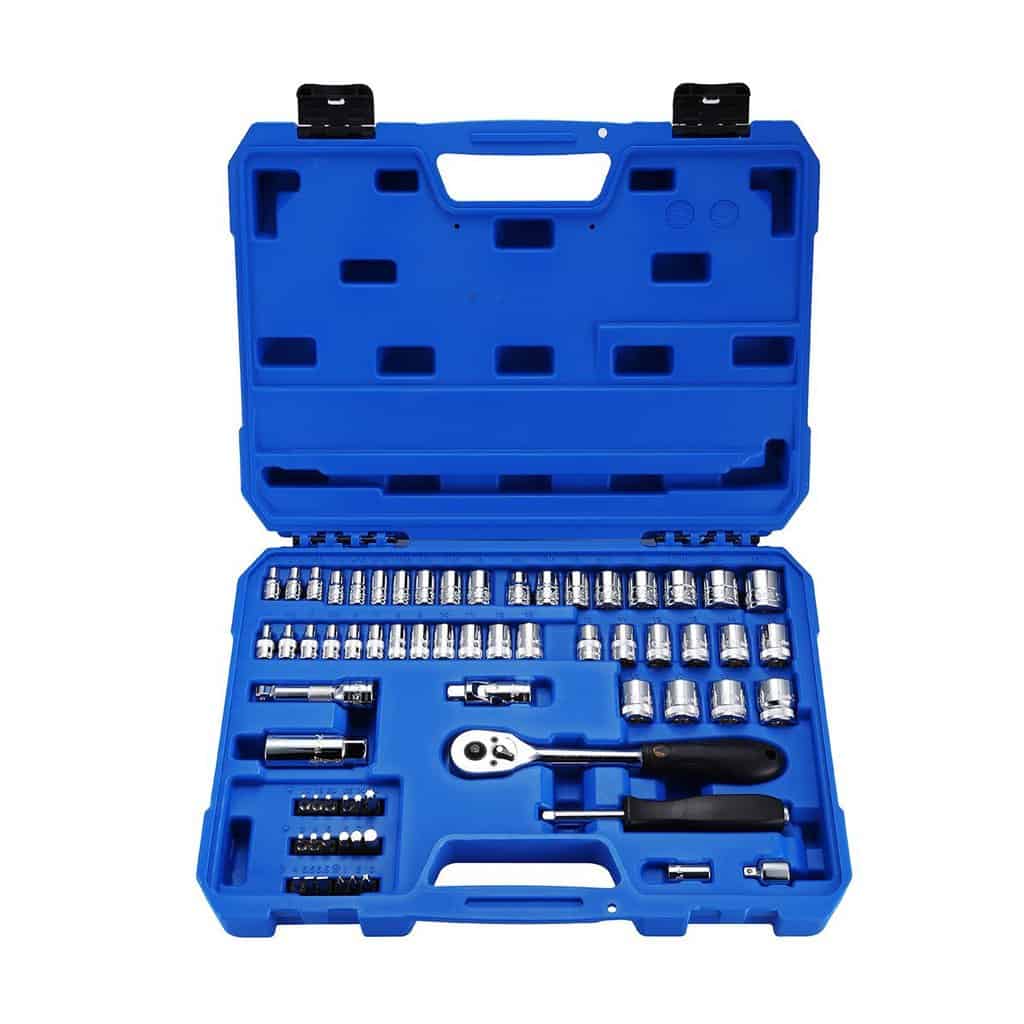 Powerextra 65 Pieces Sockets Sets 1/4-Inch and 3/8-Inch Drive Metric and SAE Impact Socket Set